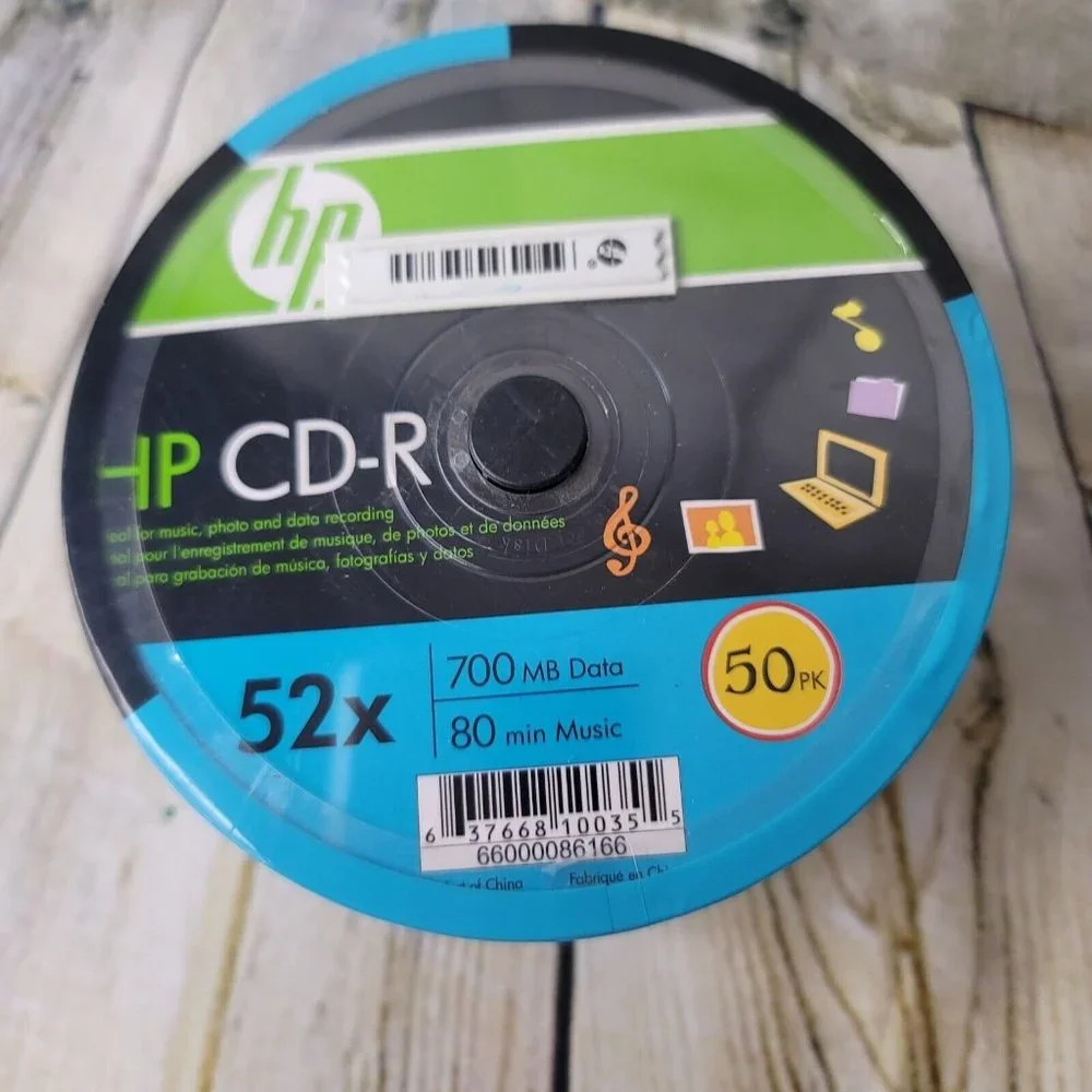 New HP 52X CD-R 700MB 80min Blue Branded Logo CDR 50pc Sealed